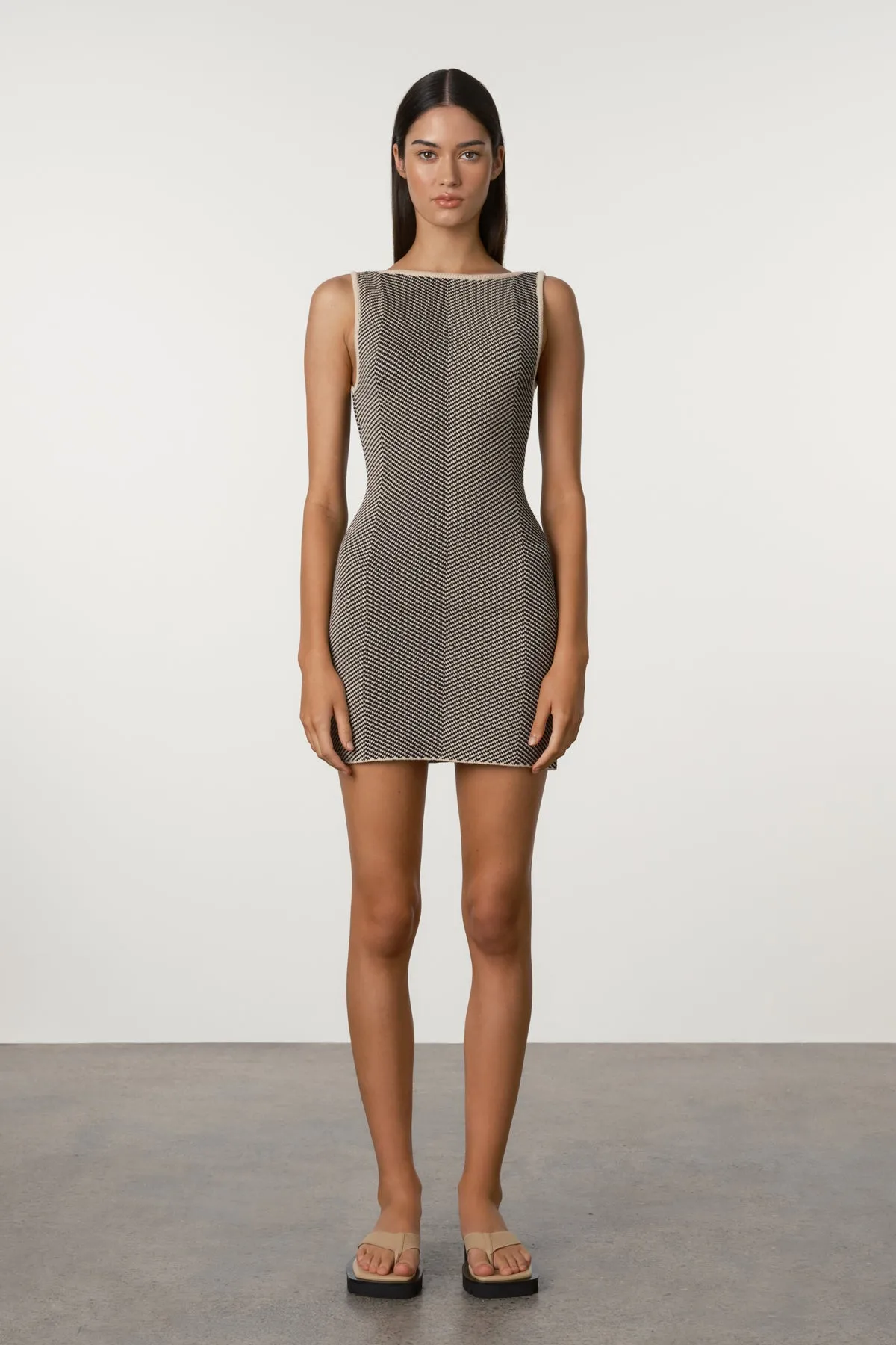 Black Herringbone Knit Mini Dress sold by Zulu and Zephyr