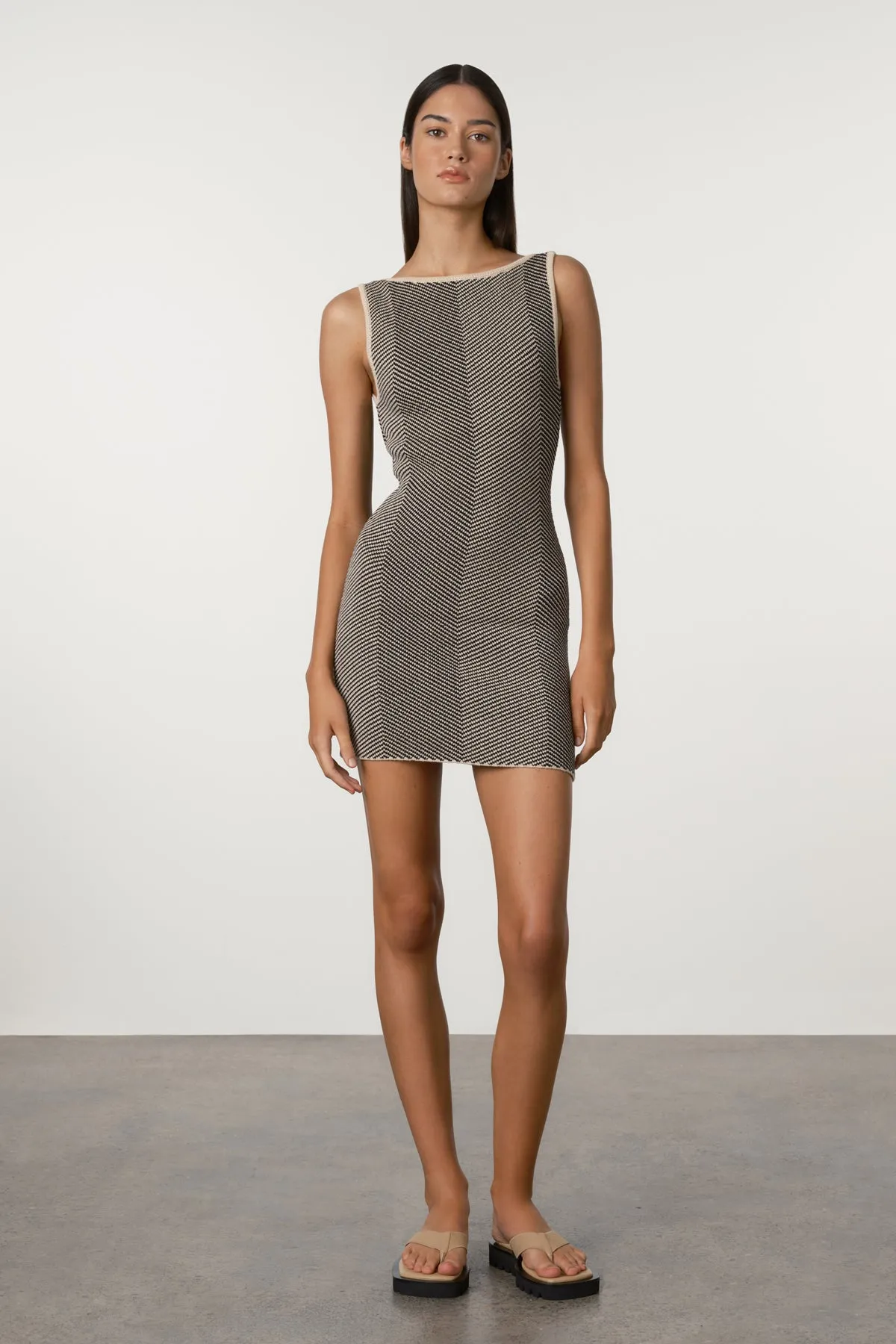Black Herringbone Knit Mini Dress sold by Zulu and Zephyr product image thumbnail 2