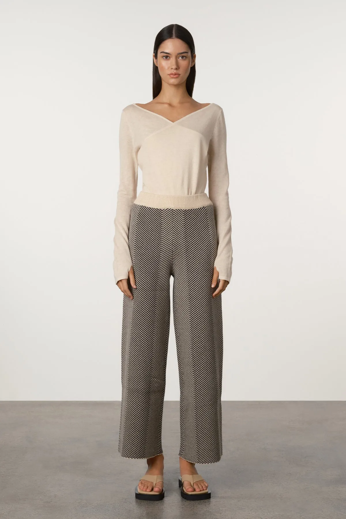 Black Herringbone Knit Pant sold by Zulu and Zephyr