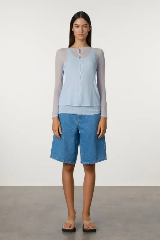 Sheer Knit Cardigan Set - Soft Blue sold by Zulu and Zephyr