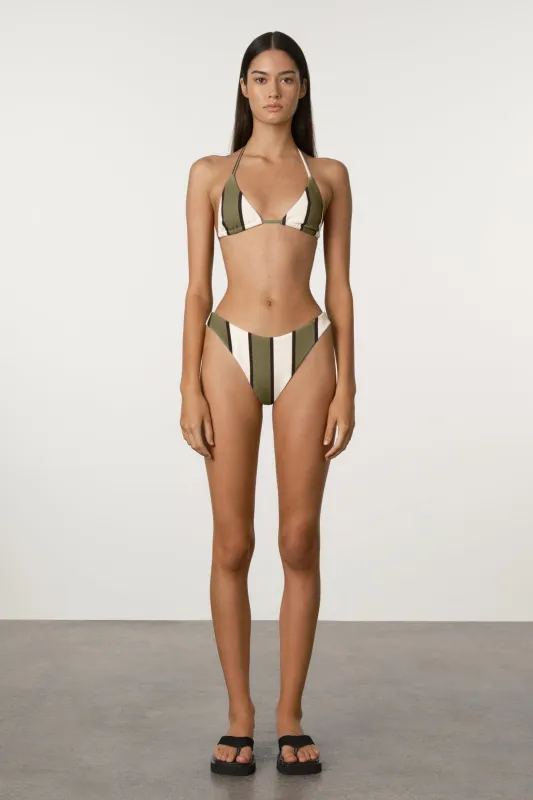 Olive Stripe Curve Brief sold by Zulu and Zephyr