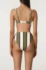 Olive Stripe Waisted Full Brief sold by Zulu and Zephyr