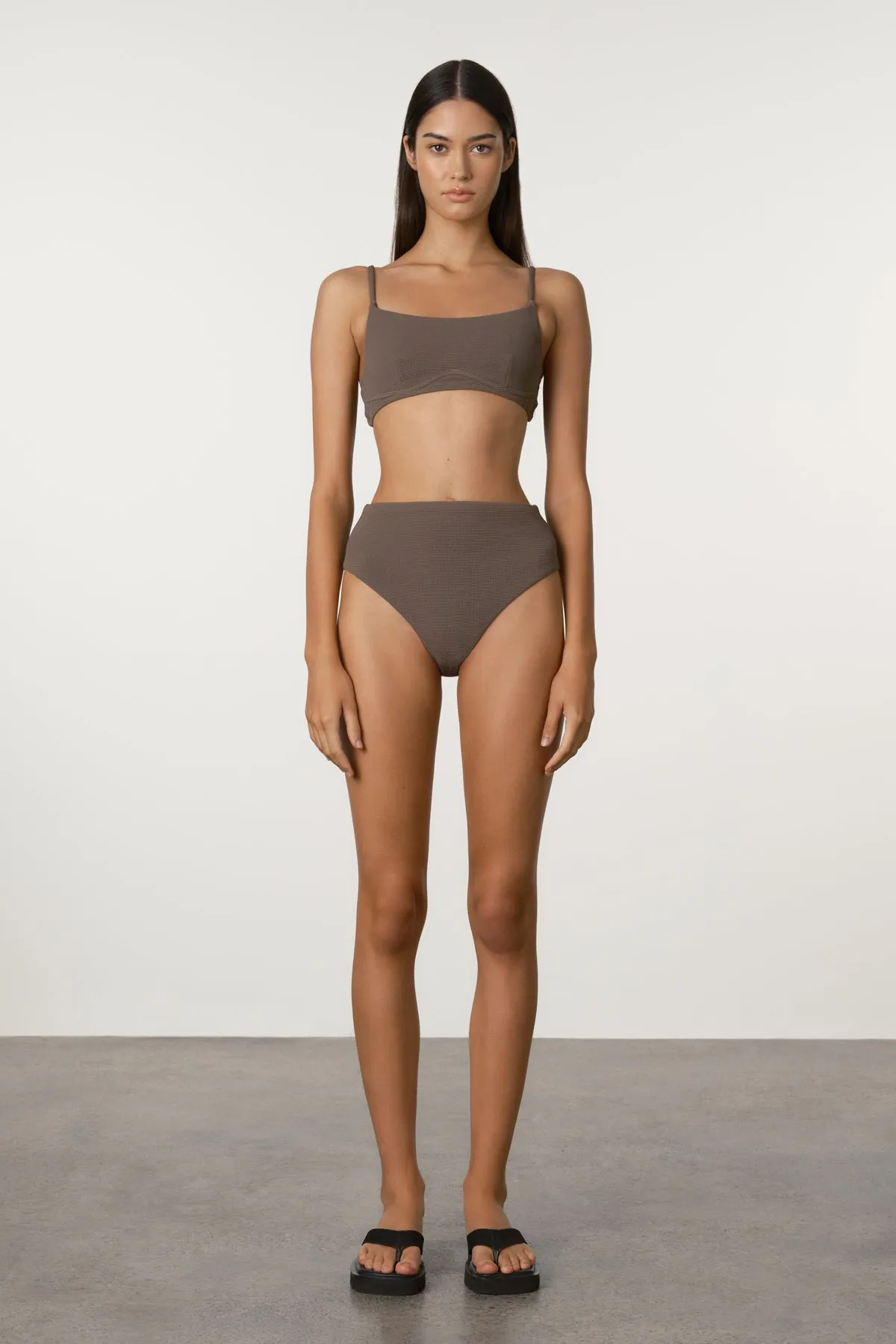 Waffle Waisted High Brief - Carob sold by Zulu and Zephyr