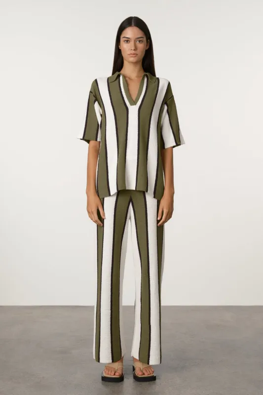 Olive Stripe Textured Knit Shirt sold by Zulu and Zephyr