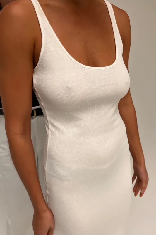 Rib Hemp Jersey Midi Dress - White sold by Zulu and Zephyr