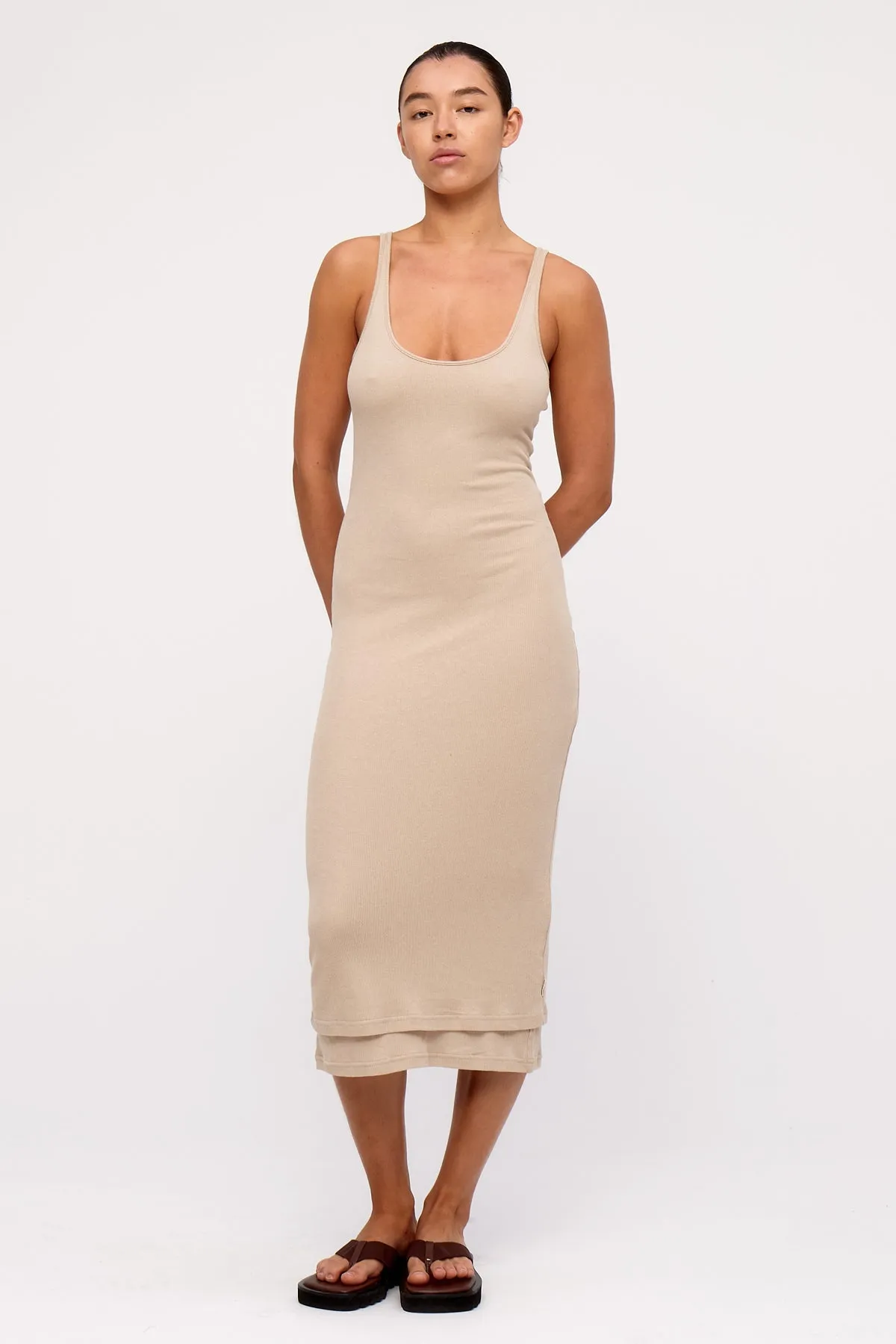 Rib Hemp Jersey Midi Dress - Husk sold by Zulu and Zephyr product image thumbnail 3