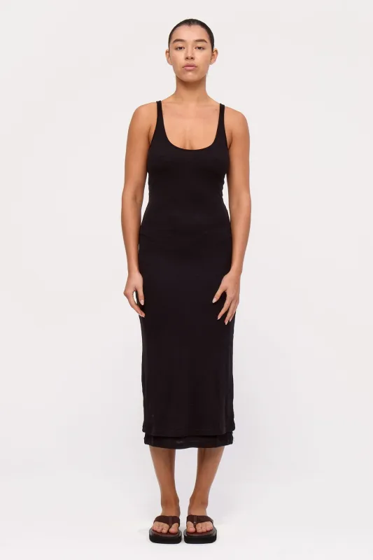 Rib Hemp Jersey Midi Dress - Black sold by Zulu and Zephyr