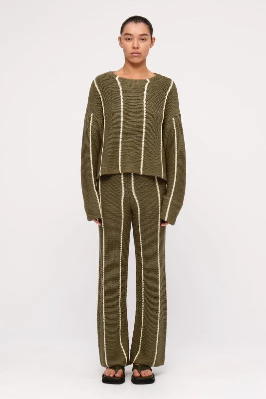 Olive Stripe Knit Pant sold by Zulu and Zephyr