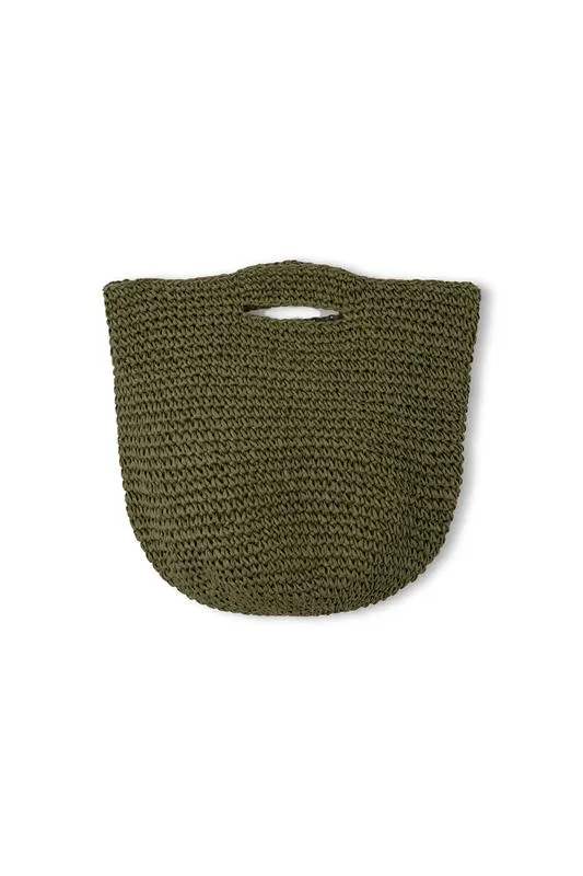 Round Straw Bag - Olive sold by Zulu and Zephyr