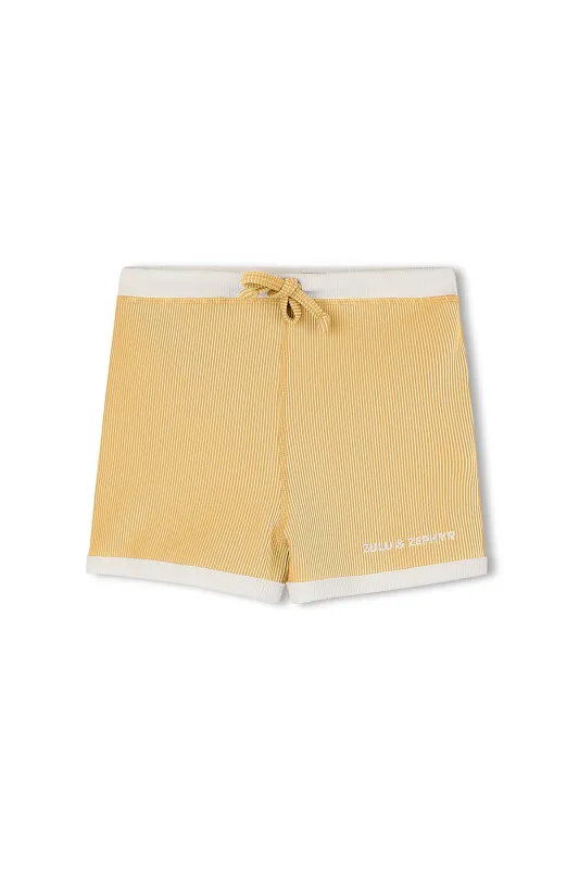 Mini Stripe Rib Surf Short - Marigold sold by Zulu and Zephyr