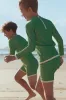Mini Stripe Rib Surf Short - Parrot Green sold by Zulu and Zephyr