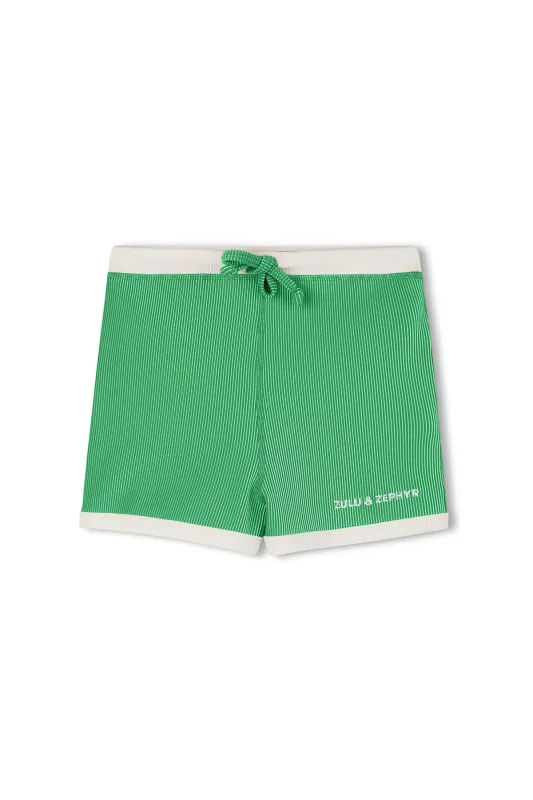 Mini Stripe Rib Surf Short - Parrot Green sold by Zulu and Zephyr