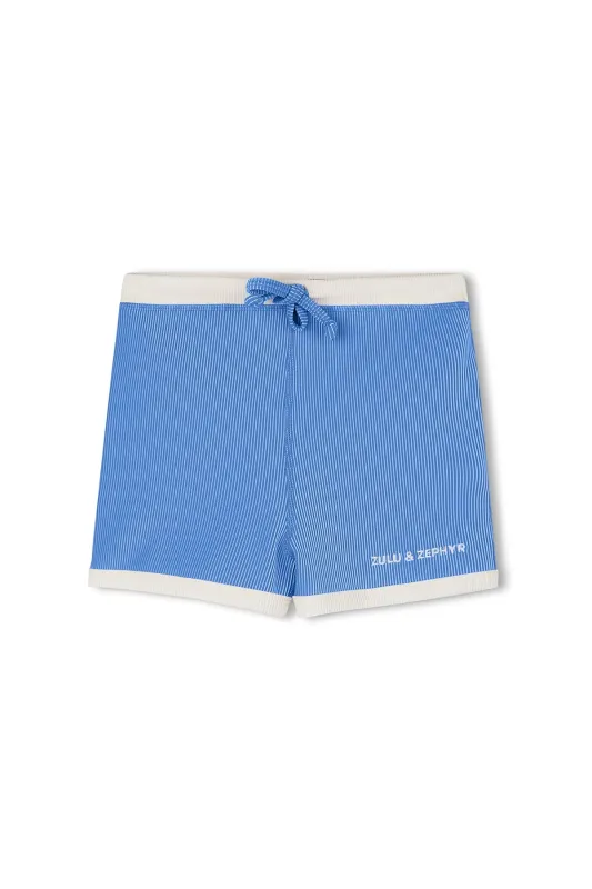 Mini Stripe Rib Surf Short - Sky sold by Zulu and Zephyr