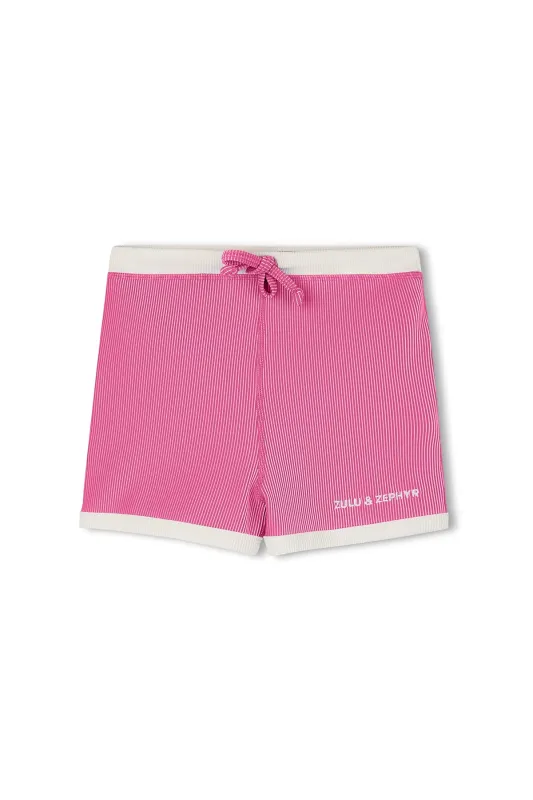 Mini Stripe Rib Surf Short - Shell Pink sold by Zulu and Zephyr