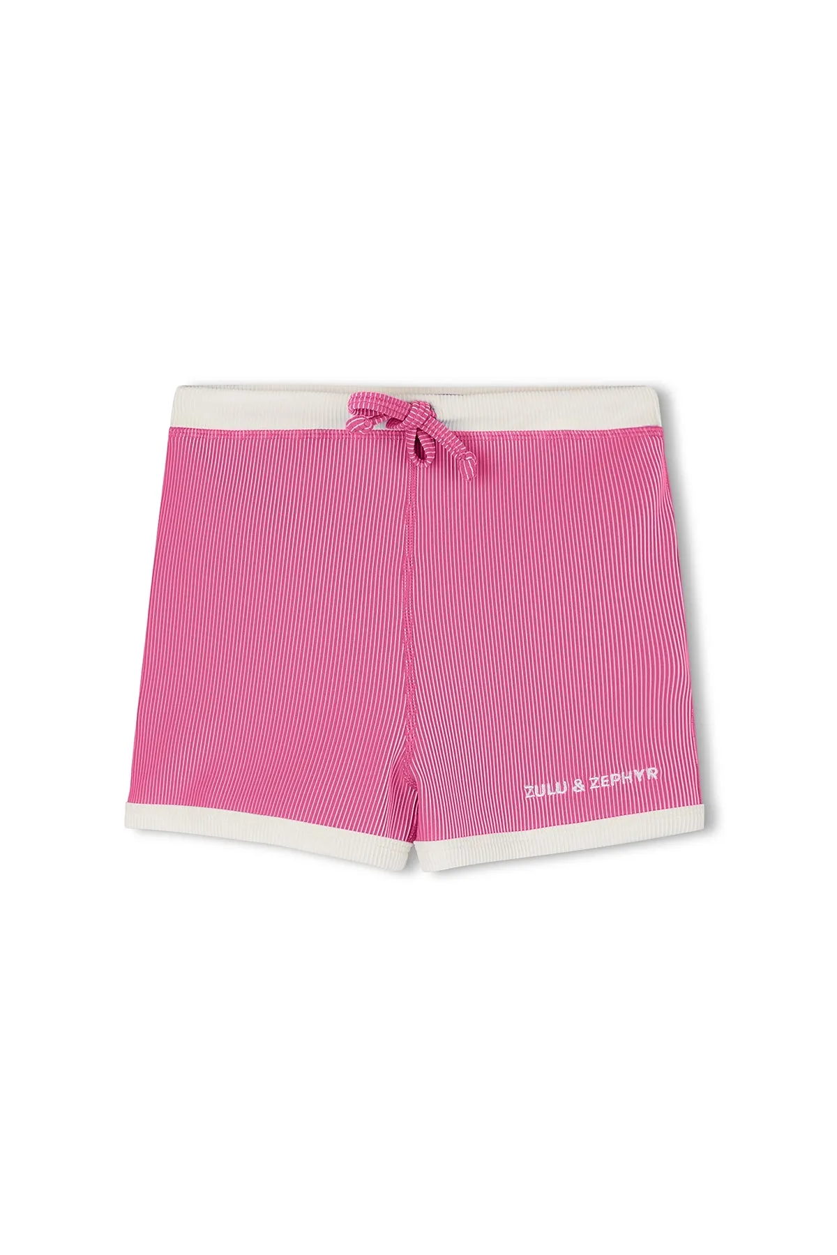 Mini Stripe Rib Surf Short - Shell Pink sold by Zulu and Zephyr