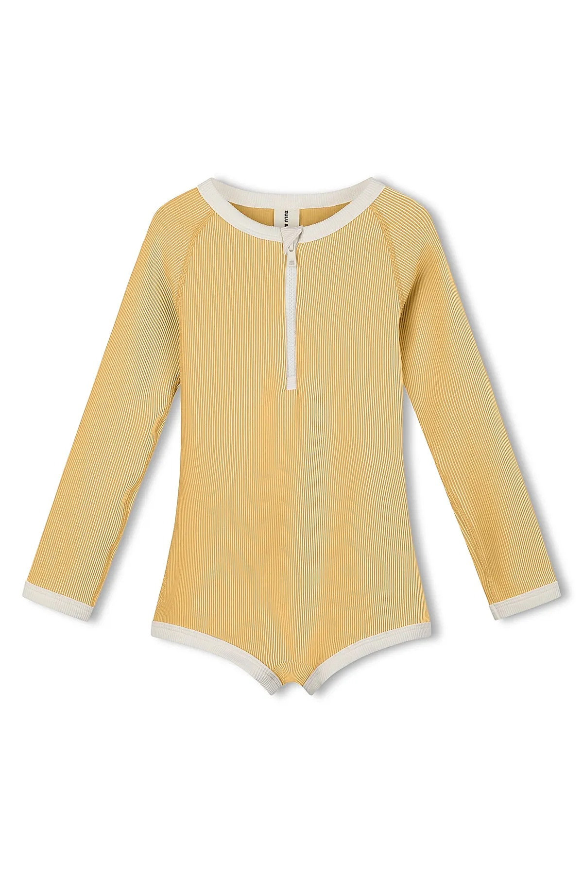 Mini Stripe Rib Rashie Onesie - Marigold sold by Zulu and Zephyr