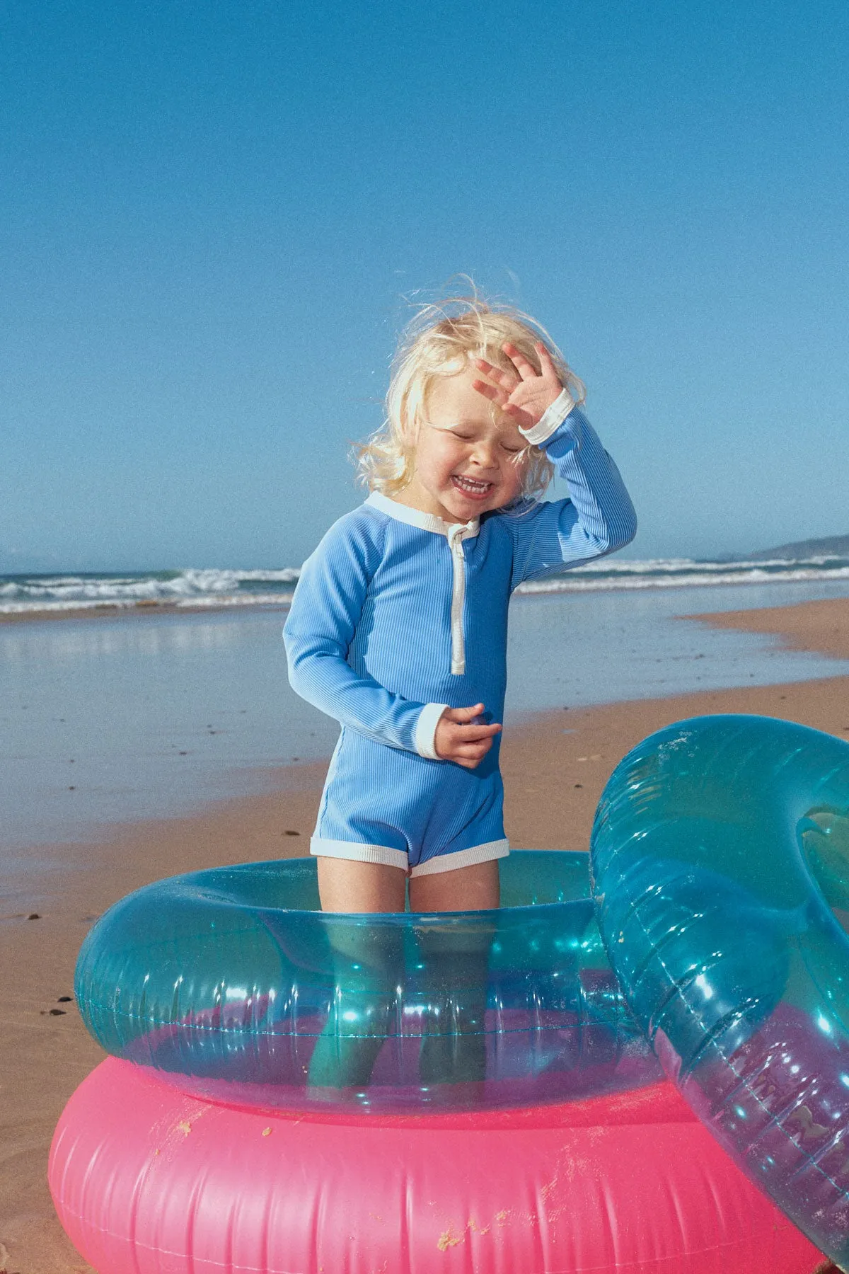 Mini Stripe Rib Rashie Onesie - Sky sold by Zulu and Zephyr product image thumbnail 4