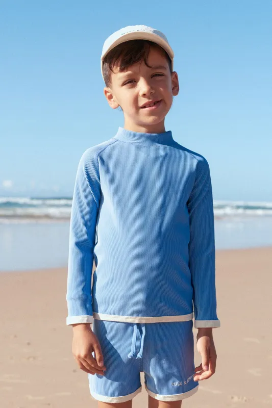 Mini Stripe Rib Rashie - Sky sold by Zulu and Zephyr