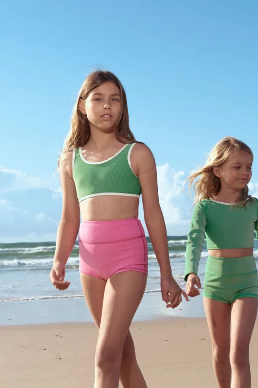 Mini Stripe Rib Boy Short - Shell Pink sold by Zulu and Zephyr