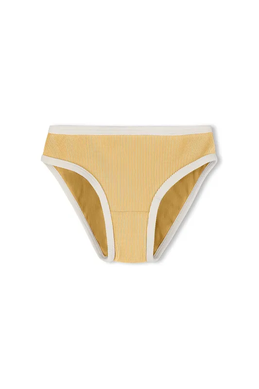 Mini Stripe Rib Bikini Bottom - Marigold sold by Zulu and Zephyr