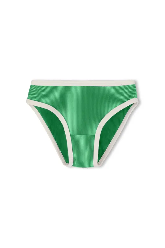 Mini Stripe Rib Bikini Bottom - Parrot Green sold by Zulu and Zephyr