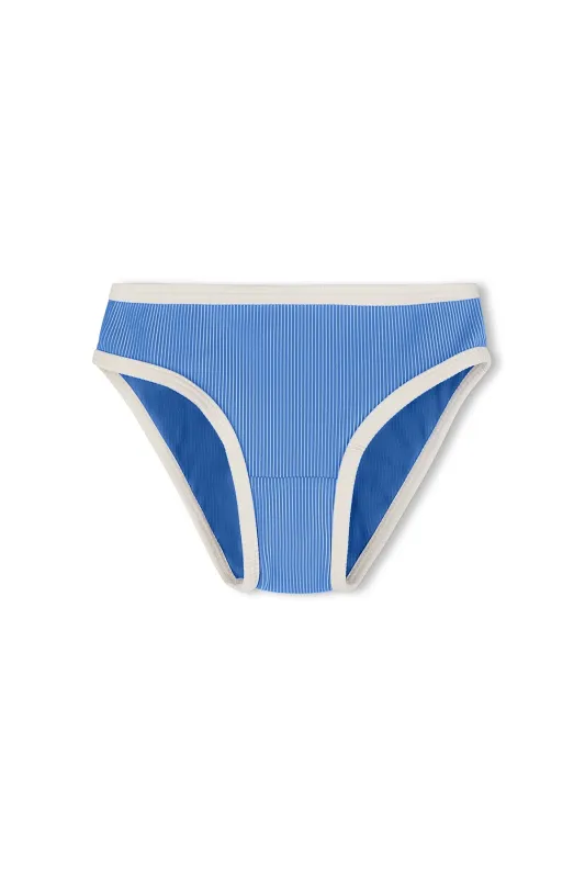 Mini Stripe Rib Bikini Bottom - Sky sold by Zulu and Zephyr