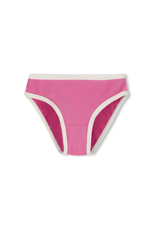 Mini Stripe Rib Bikini Bottom - Shell Pink sold by Zulu and Zephyr