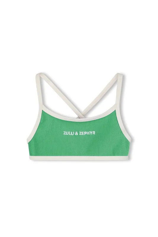 Mini Stripe Rib Logo Bikini Top - Parrot Green sold by Zulu and Zephyr