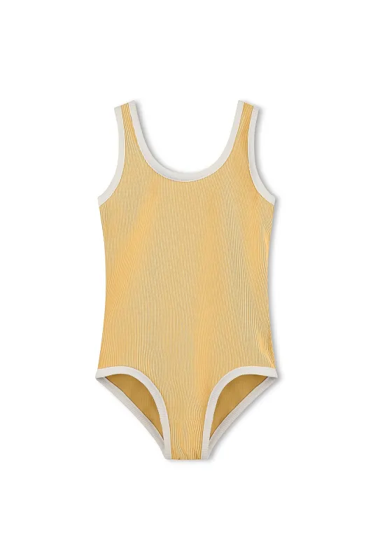 Mini Stripe Rib Scoop One Piece - Marigold sold by Zulu and Zephyr