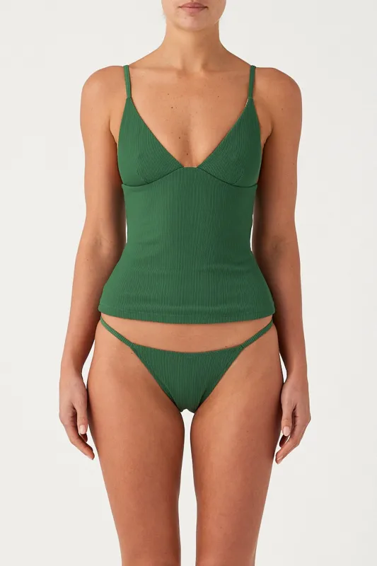 Signature Stripe Hipster String Brief - Tallow Green sold by Zulu and Zephyr