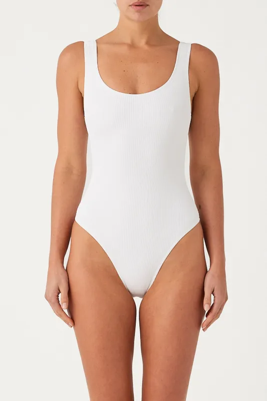 Signature Stripe Scoop One Piece - White sold by Zulu and Zephyr