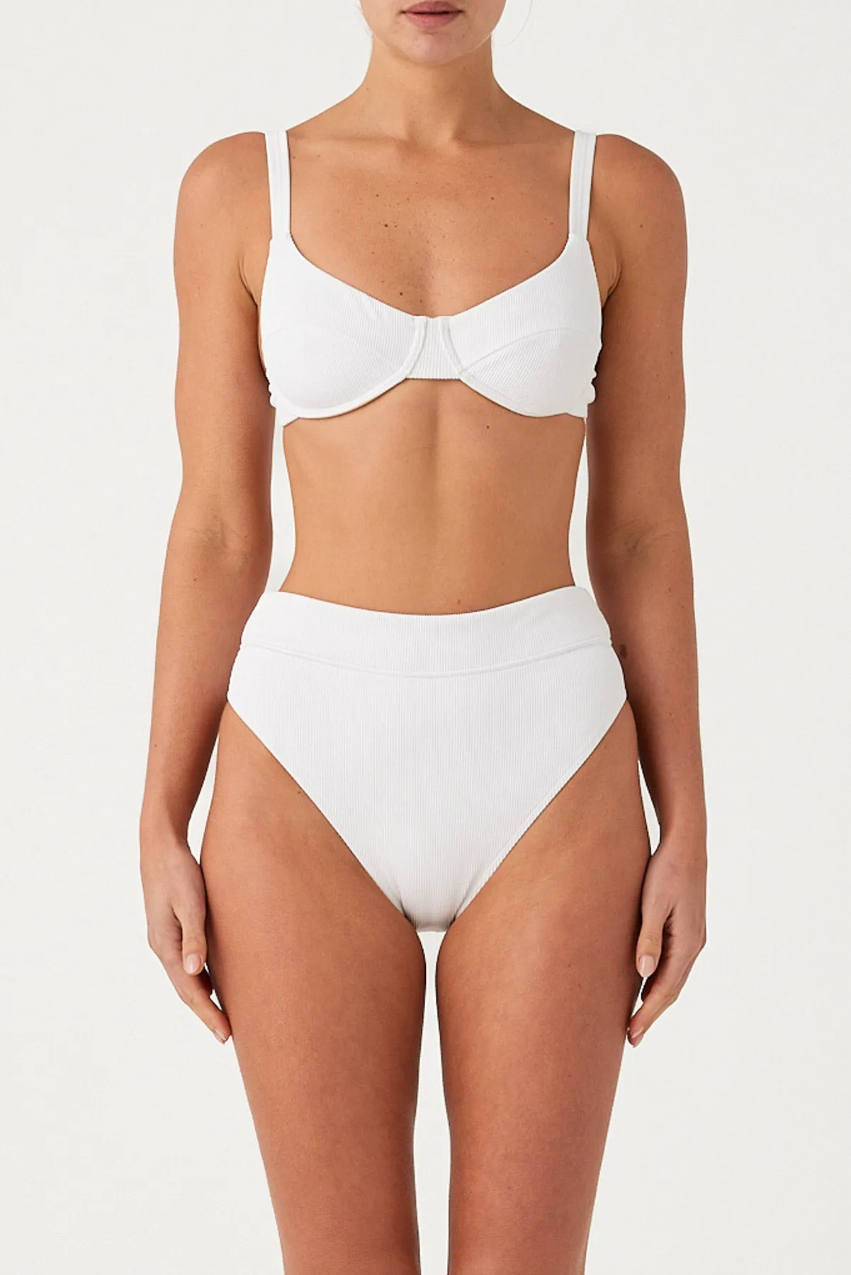 Signature Stripe High Waisted Brief - White sold by Zulu and Zephyr