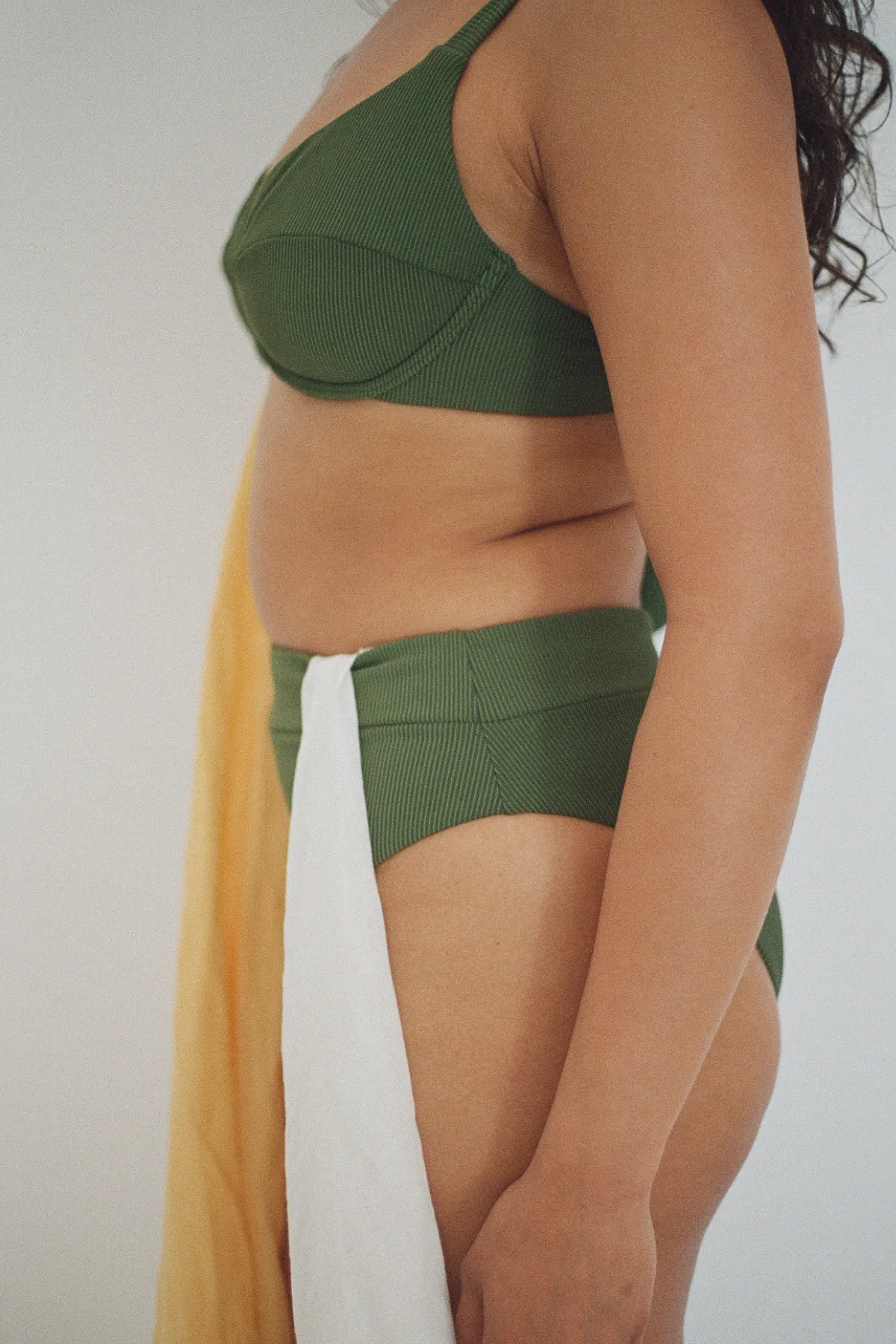 Signature Stripe High Waisted Brief - Tallow Green sold by Zulu and Zephyr