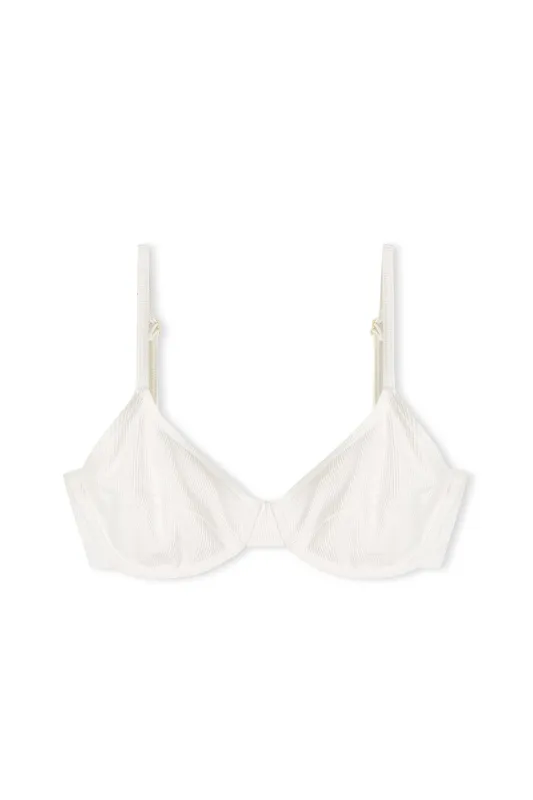 Signature Stripe Balconette Bra Cup Top - White sold by Zulu and Zephyr