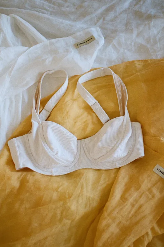 Signature Stripe Bra Cup Top - White sold by Zulu and Zephyr