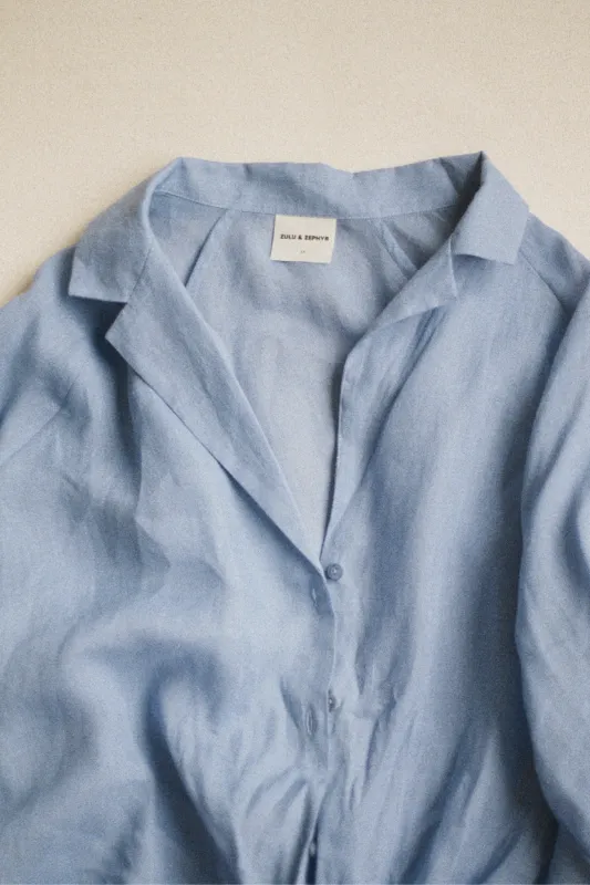 Signature Ramie Shirt - Sky sold by Zulu and Zephyr