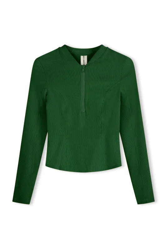 Signature Stripe Long Sleeve Rash Guard - Tallow Green sold by Zulu and Zephyr