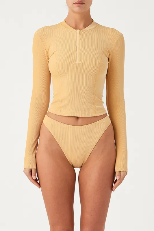 Signature Stripe Long Sleeve Rash Guard - Marigold sold by Zulu and Zephyr