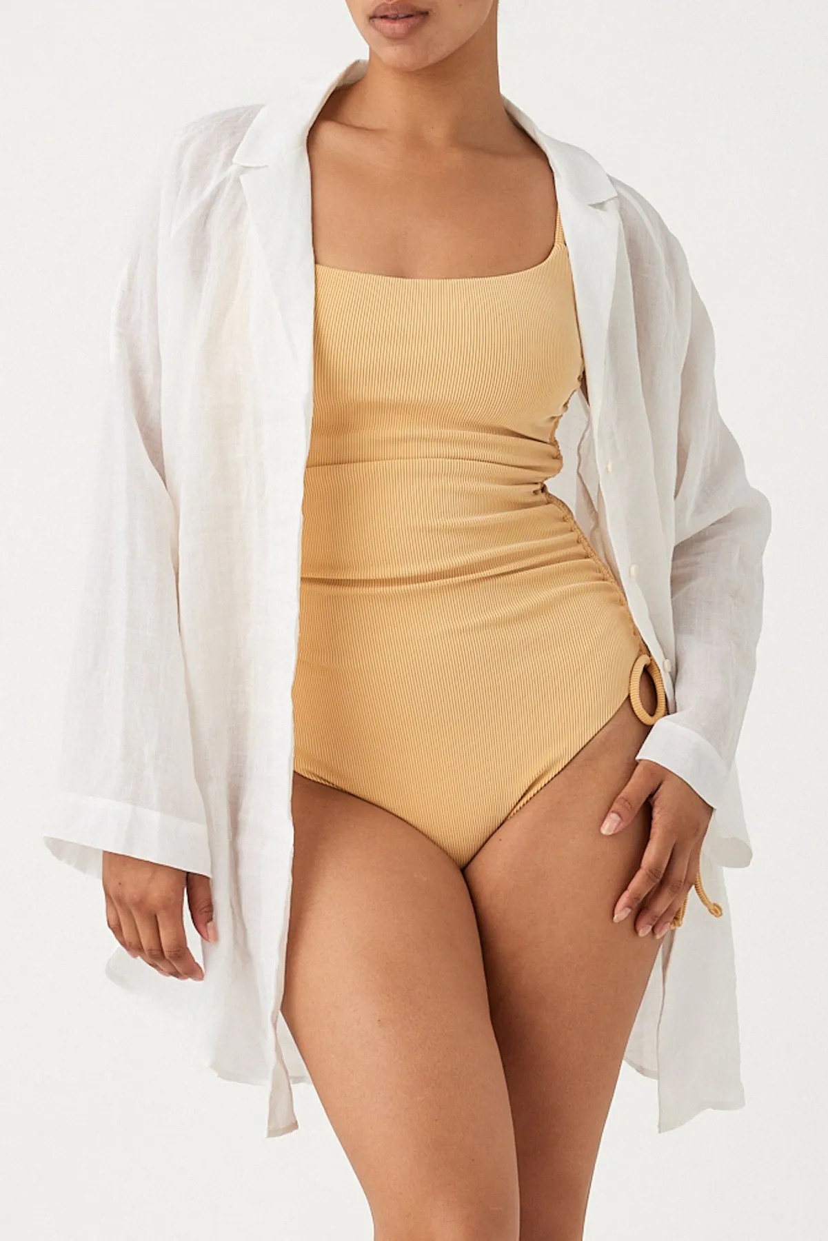 Signature Stripe Gathered One Piece - Marigold sold by Zulu and Zephyr product image thumbnail 2