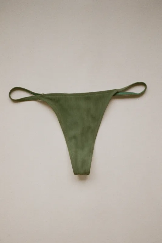 Signature Stripe String Thong Brief - Tallow Green sold by Zulu and Zephyr