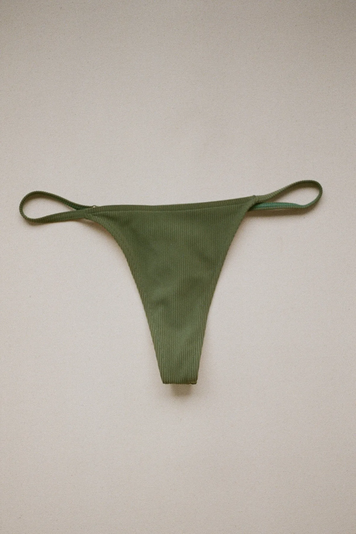 Signature Stripe String Thong Brief - Tallow Green sold by Zulu and Zephyr