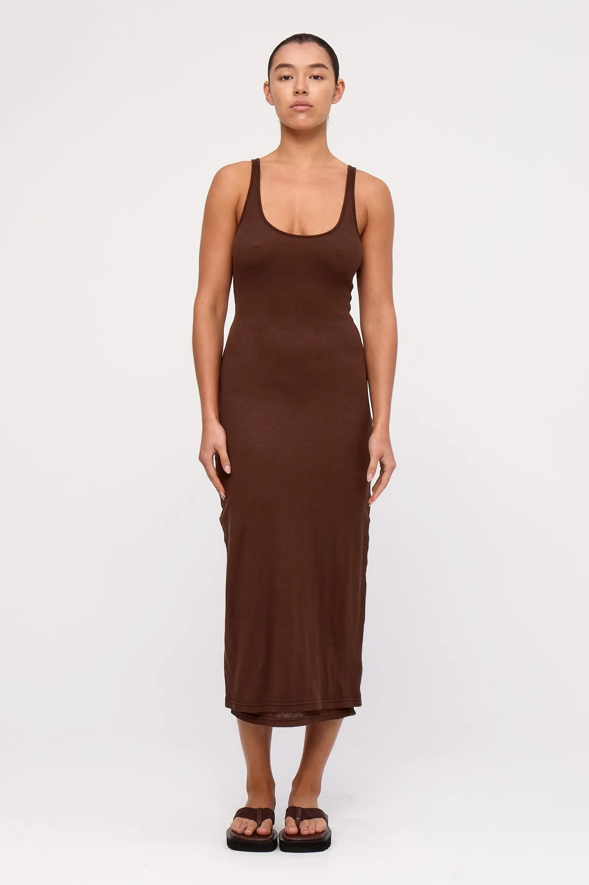 Rib Hemp Jersey Dress - Chocolate sold by Zulu and Zephyr