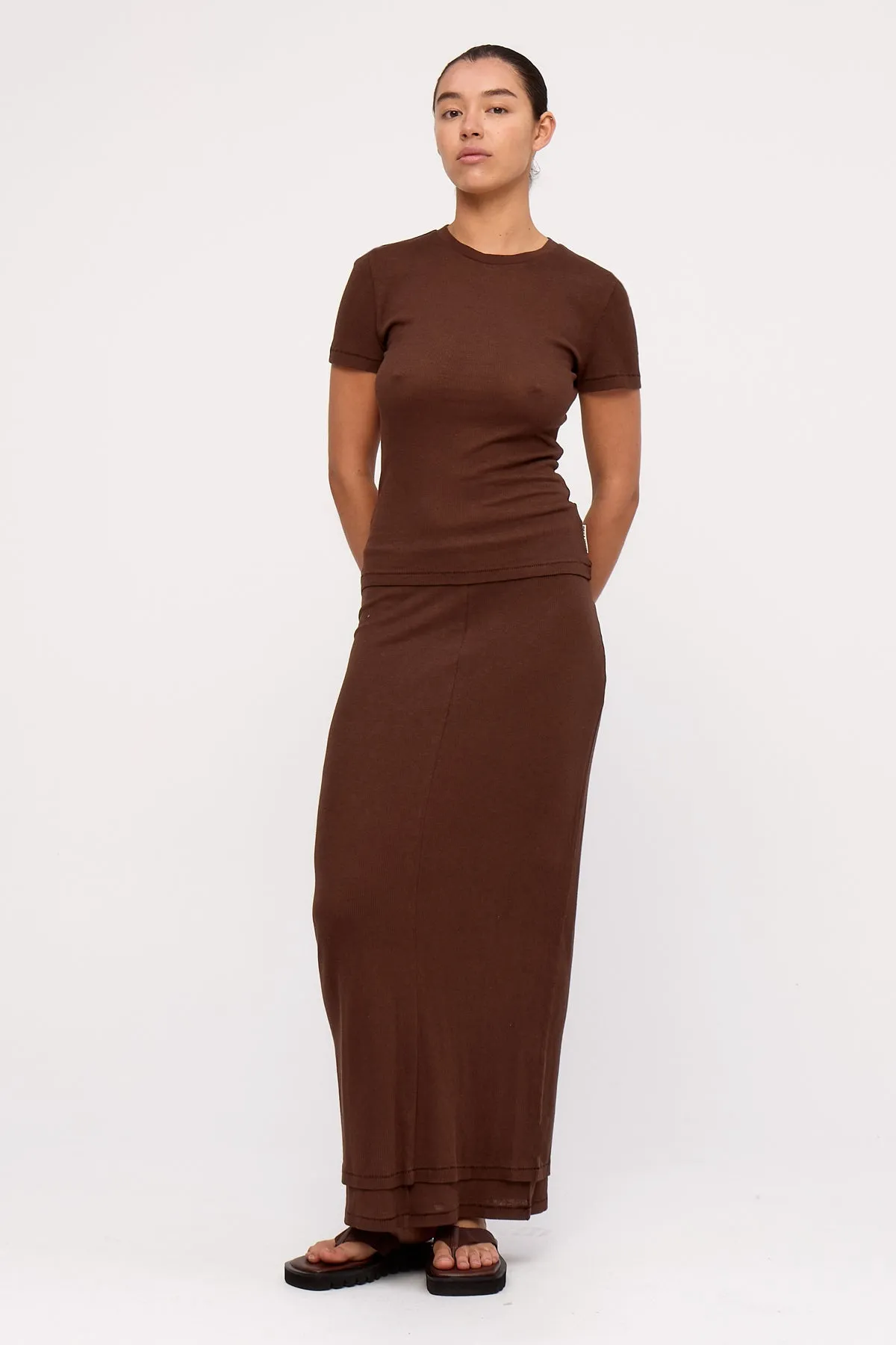 Rib Hemp Jersey Skirt - Chocolate sold by Zulu and Zephyr product image thumbnail 5