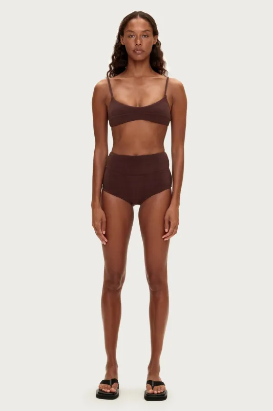 Towelling Bralette Top - Chocolate sold by Zulu and Zephyr