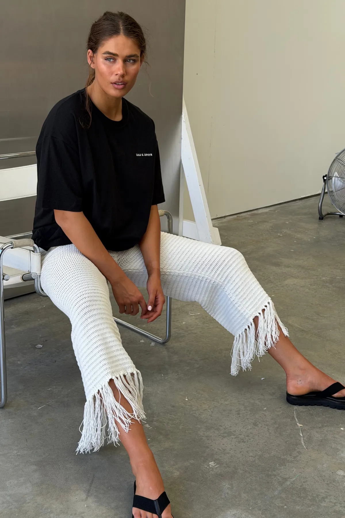 Crochet Knit Pant - White sold by Zulu and Zephyr product image thumbnail 2