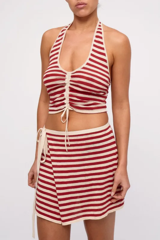 Wrap Knit Skirt - Red Stripe sold by Zulu and Zephyr