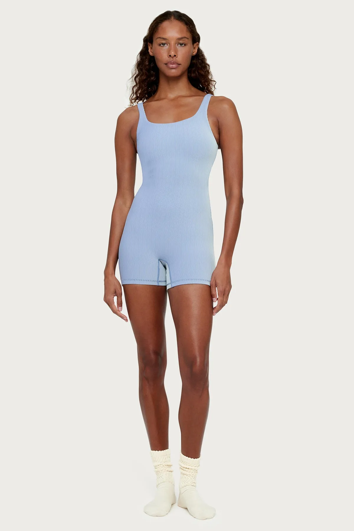 Stripe Rib 4 Inch Bodysuit - Denim Blue sold by Zulu and Zephyr product image thumbnail 3