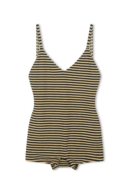 Towelling Bodysuit - Black Stripe sold by Zulu and Zephyr