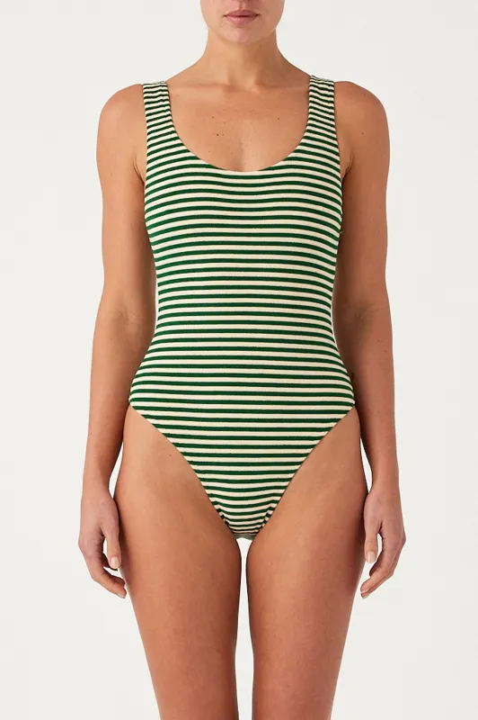 Towelling Scoop One Piece - Green Stripe made by Zulu and Zephyr