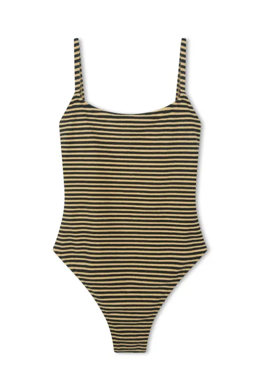 Towelling Simple One Piece - Black Stripe sold by Zulu and Zephyr